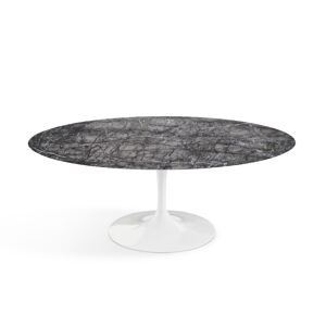 KNOLL table basse ovale TULIP collection Eero Saarinen 107x70 cm (Base blanche / plateau gris Carnico - marbre et aluminium)