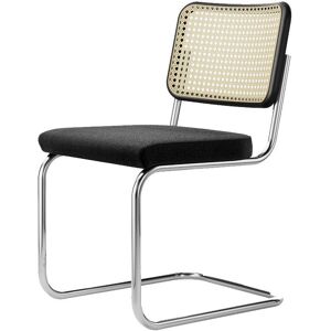 THONET chaise luge S 32 SPV (Assise rembourrée, dossier en rotin tressé et hêtre teinté - Tube en acier)