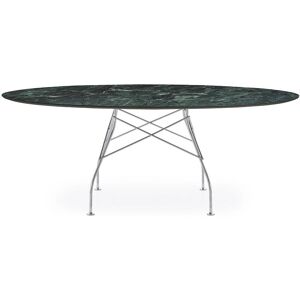 KARTELL table ovale GLOSSY MARBLE 192 x 118 cm (Vert - Gres finition Marbre et acier chrome)