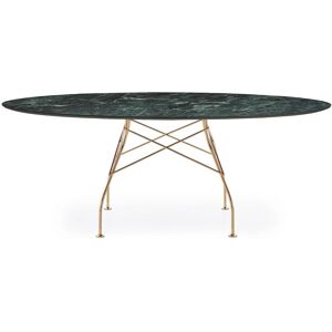 KARTELL table ovale GLOSSY MARBLE 192 x 118 cm (Vert - Gres finition Marbre et acier dore)