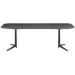 KARTELL table MULTIPLO XL avec plateau rectangulaire 180x90 cm (Noir - Aluminium moule et plateau en ceramique finition marbre)