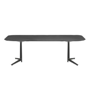 KARTELL table MULTIPLO XL avec plateau rectangulaire 180x90 cm (Noir - Aluminium moulé et plateau en verre) - Publicité