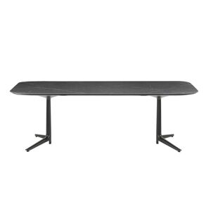 KARTELL table MULTIPLO XL avec plateau rectangulaire 237x100 cm (Noir - Aluminium moulé et plateau en céramique finition marbre) - Publicité