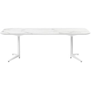 KARTELL table MULTIPLO XL avec plateau rectangulaire 237x100 cm (Blanc - Aluminium moulé et plateau en céramique finition marbre) - Publicité