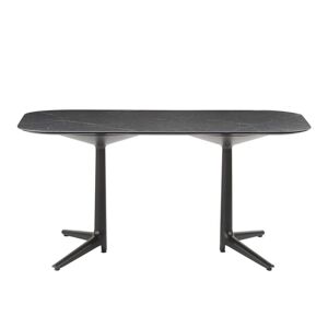 KARTELL table MULTIPLO XL avec plateau rectangulaire 158x90 cm (Noir - Aluminium moule et plateau en ceramique finition marbre)