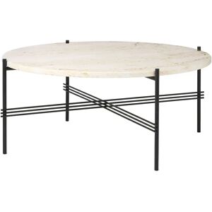 GUBI Table basse TS Round natural white travertine, ø80, structure noire - Publicité