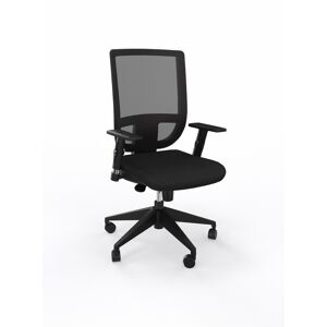 SETAM Siège bureau TERTIO haut dos résille noire et assise tissu noir