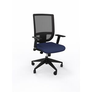 SETAM Siège bureau TERTIO haut dos résille noire et assise tissu bleu