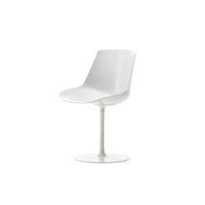 Chaise - FLOW pied central Blanc Aluminium, polycarbonate moulé, Extérieur brillant, intérieur gauffré L 53cm x P 54cm x H 80cm ,  Assise H 44cm