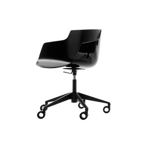 Fauteuil de bureau - FLOW SLIM 5 branches sur roulettes Noir L 67cm x P 67cm x H 76,4cm,  Assise H 41,2-51,2cm Coque polycarbonate, Extérieur brillant