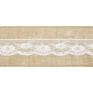 ParTY Deco Ceinture de chaise en toile de jute avec dentelle L.275cm