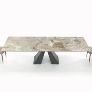 Viadurini Living Table avec rallonges intÃ©grÃ©es et base en acier vison fabriquÃ©e en Italie - Dalmata - Publicité
