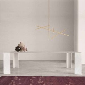 Viadurini Living Table de Design Made in Italy en Marbre Blanc Namibia , 210x110 cm -Monastero