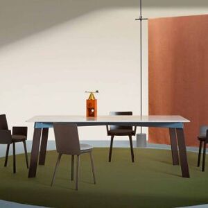 Viadurini Living Table de salon moderne en acier avec plateau en marbre design - Aronte