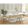 Vente-unique Table à manger extensible 2 à 12 couverts en MDF et acier - Effet marbre blanc et doré - FIRELA