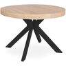 Menzzo Table ronde extensible noir et chêne clair