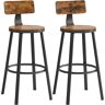 VASAGLE Tabourets de bar industriels lot de 2 marron rustique et noir Marron 54x99x54cm