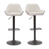 Miliboo Tabourets de bar réglables en tissu beige et métal noir (lot de 2) RONNIE