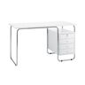 ZANOTTA Bureau - COMACINA Blanc L 130cm x P 65cm x H 75cm Tube d'acier, medium verni