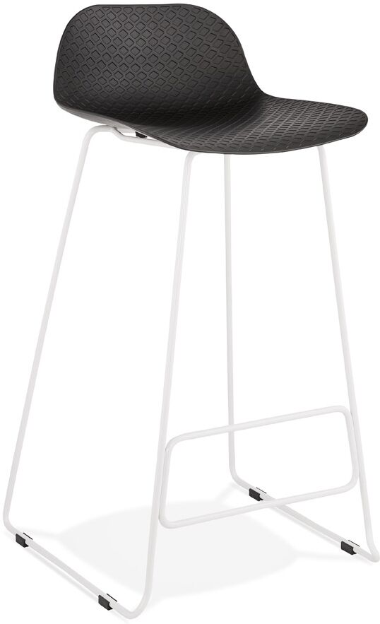 Tabouret de bar design 'BABYLOS' noir avec pieds en métal blanc