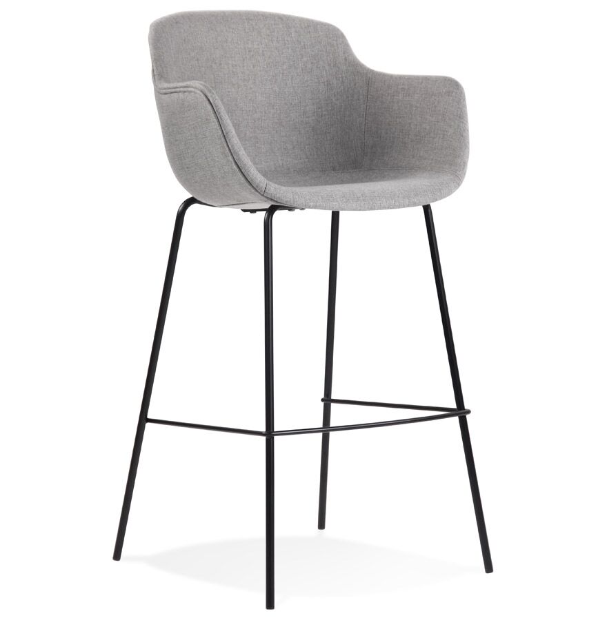 Tabouret de bar avec accoudoirs 'FORTI' en tissu gris clair