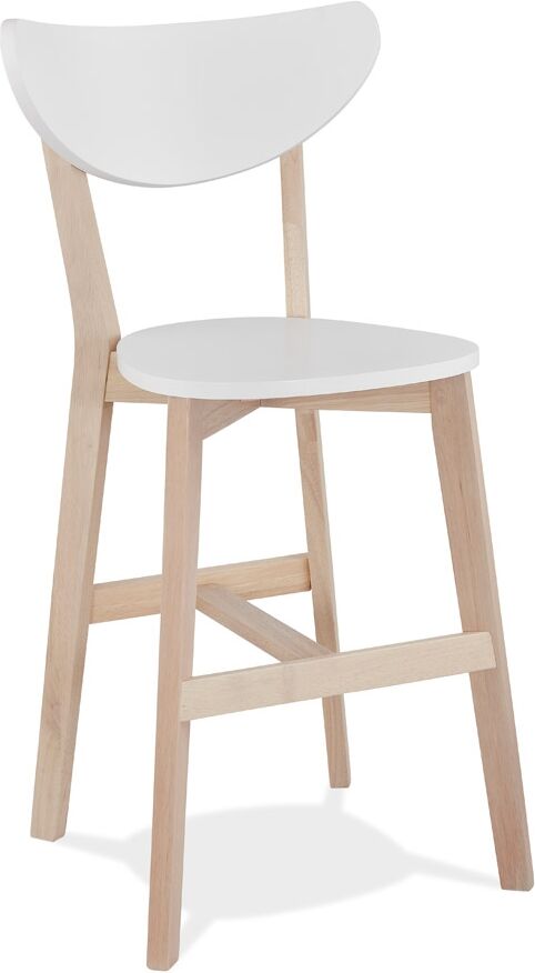 Tabouret snack mi-hauteur 'LEONARDO MINI' en bois blanc et finition naturelle - Commande par 2 pièces / Prix pour 1 pièce