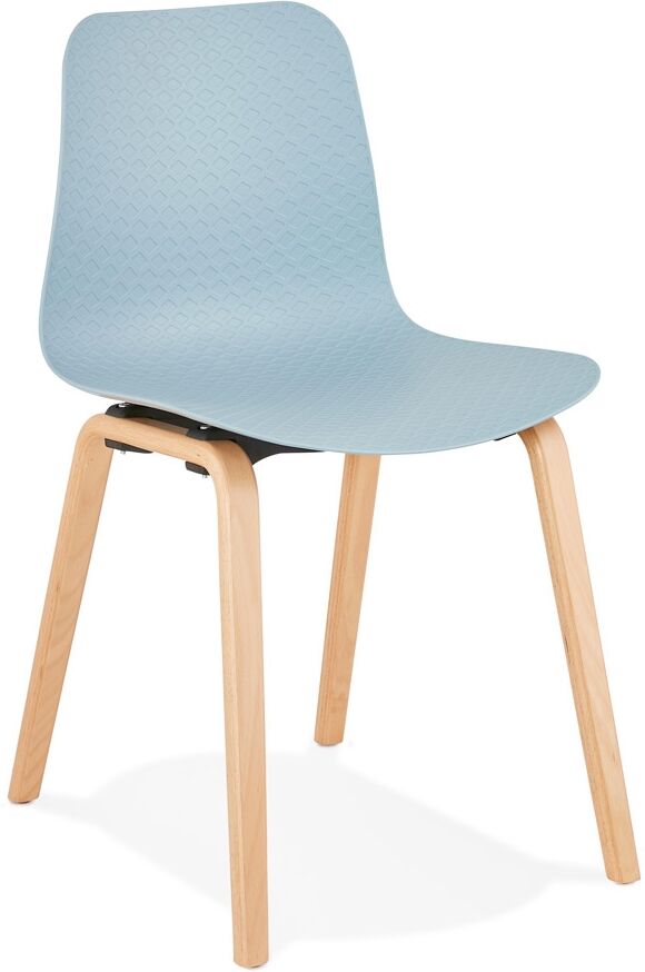 Chaise scandinave 'PACIFIK' bleue avec pieds en bois finition naturelle