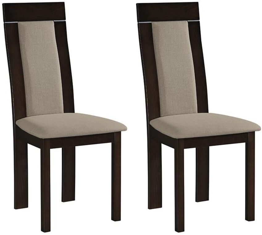 Vente-unique Lot de 2 chaises BELINDA - Hêtre et tissu - Coloris : Noyer et Beige