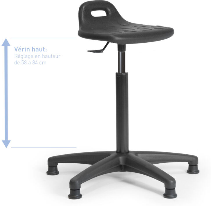 Axess Industries tabouret à dosseret   piétement patins   haut. réglable assise 430 à 550 mm  ...