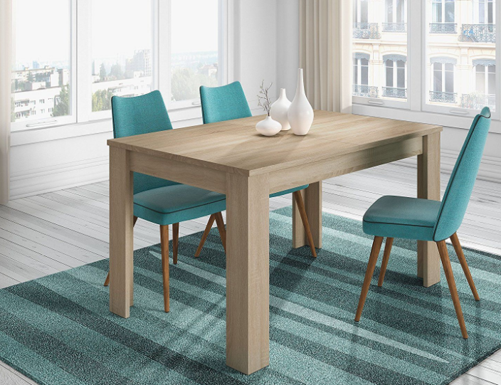 CAESAROO Table 140x90 cm chêne clair extensible    Chêne clair