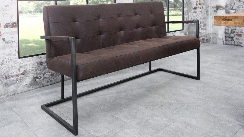 gdegdesign Banc industriel simili marron aspect cuir vieilli - Herbod