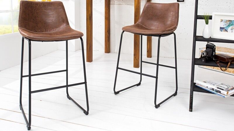 gdegdesign Tabouret de bar tissu microfibre marron - Sergio