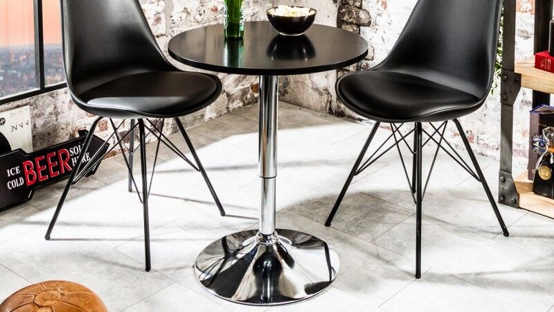 gdegdesign Table haute de bar ou mange debout noir avec piétement métal chromé - Izola