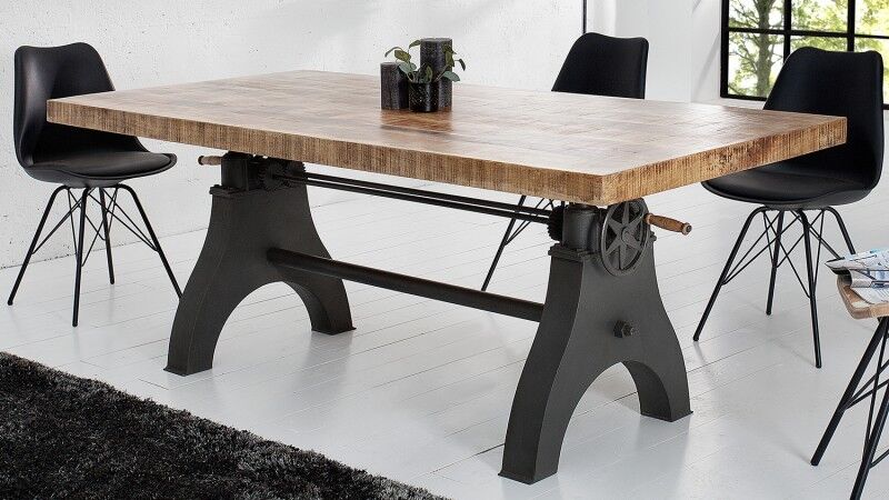 gdegdesign Table à manger industriel bois relevable 200 cm - Taylor