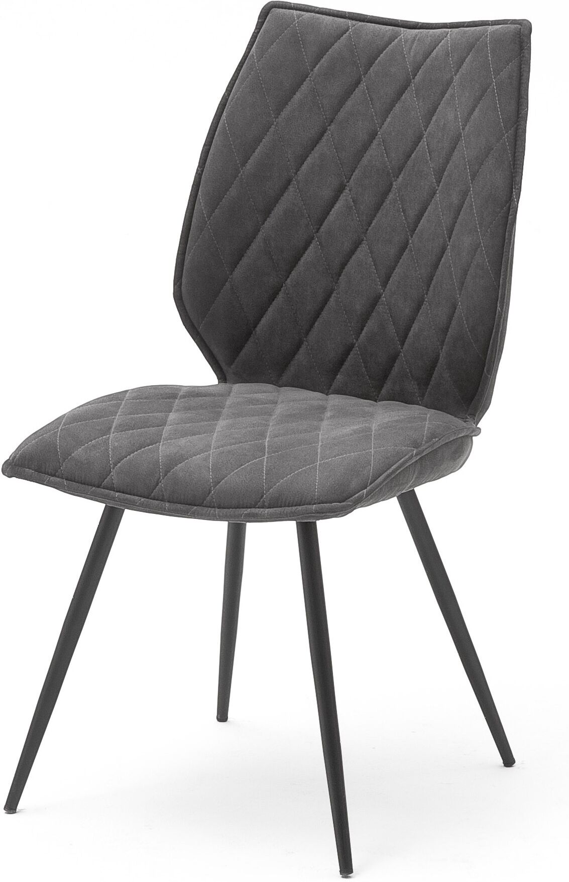 gdegdesign Chaise design tissu gris anthracite matelassé et piétement métal - Lando