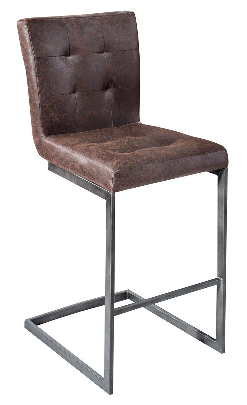 gdegdesign Tabouret de bar industriel cuir vieilli marron - Frauke