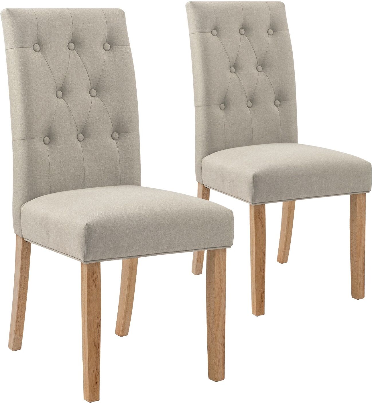 Lot de 2 chaises capitonnées Gaya tissu beige