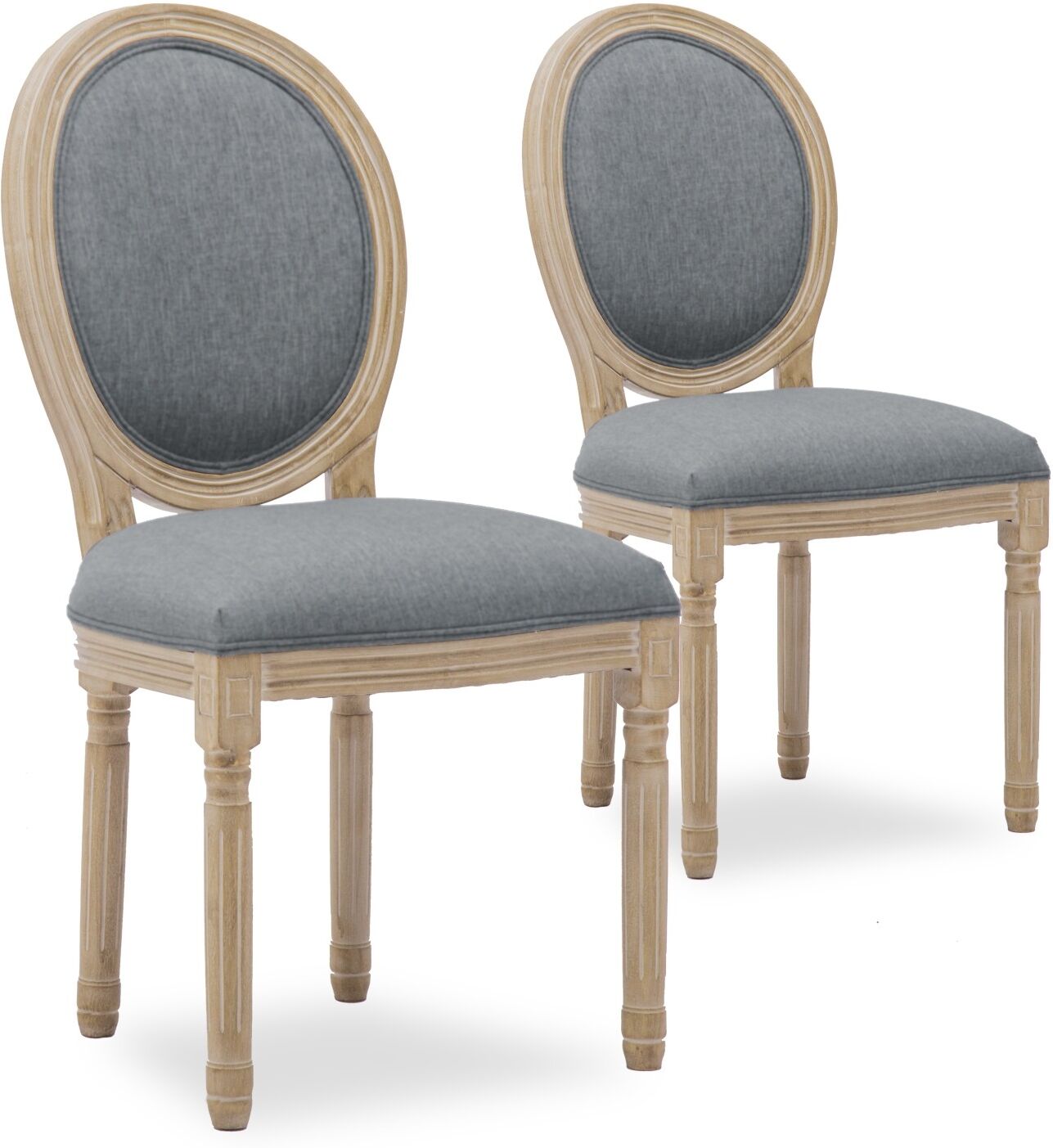 Lot de 2 chaises médaillon Louis XVI tissu Gris