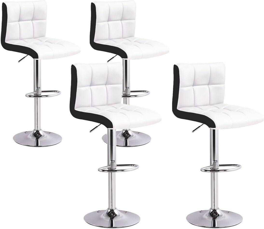 IntenseDeco Lot de 4 tabourets de bar Magic Blanc