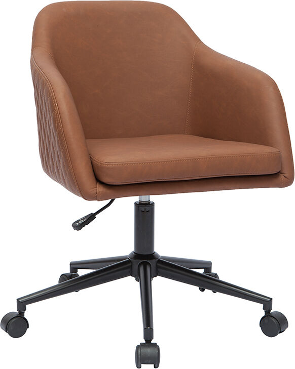 Miliboo Chaise de bureau à roulettes marron et métal noir DOUG