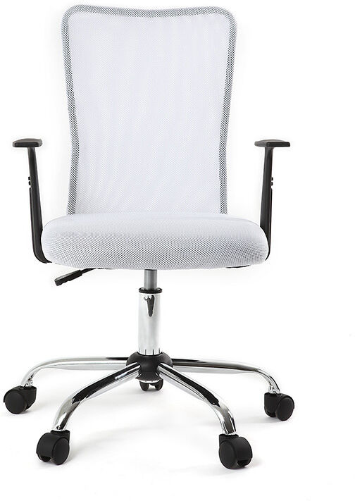 Miliboo Fauteuil de bureau à roulettes design en mesh blanc et acier chromé PLUZ