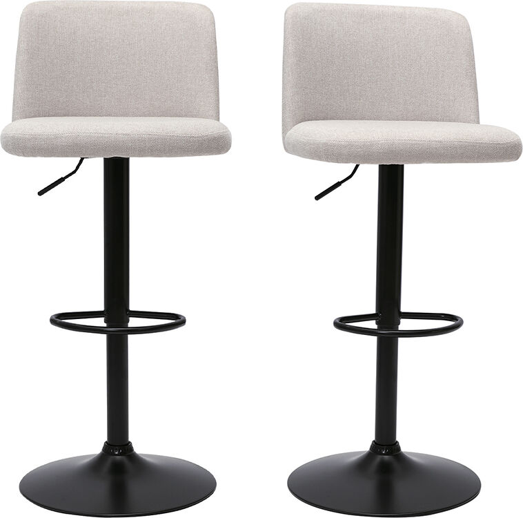 Miliboo Tabourets de bar réglables en tissu effet velours texturé beige et métal noir (lot de 2) MONTI