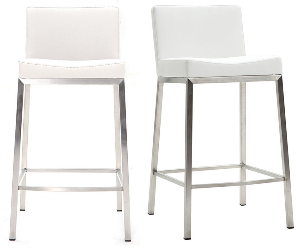 Miliboo Tabourets design blanc H66 cm (lot de 2) EPSILON