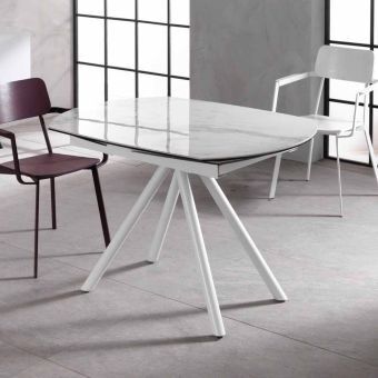 Viadurini Living Table extensible avec plan en cÃ©ramique et pieds en mÃ©tal Lozzolo