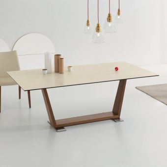 Viadurini Living Table Ã  manger extensible jusqu'Ã  3 m en cÃ©ramique et pieds en bois - Cesteo