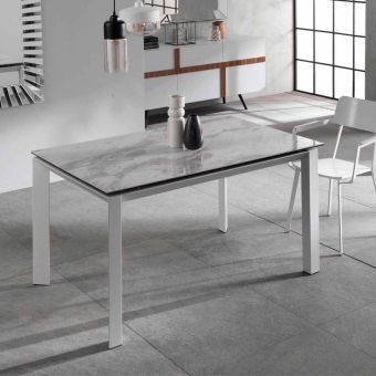 Viadurini Living Table Ã  manger extensible avec plan en cÃ©ramique et marbre effet Nosate
