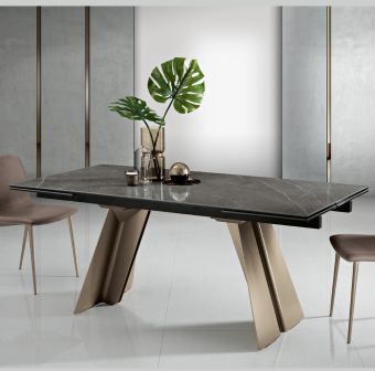 Viadurini Living Table Ã  manger extensible en mÃ©tal et vitrocÃ©ramique fabriquÃ©e en Italie - CircÃ©