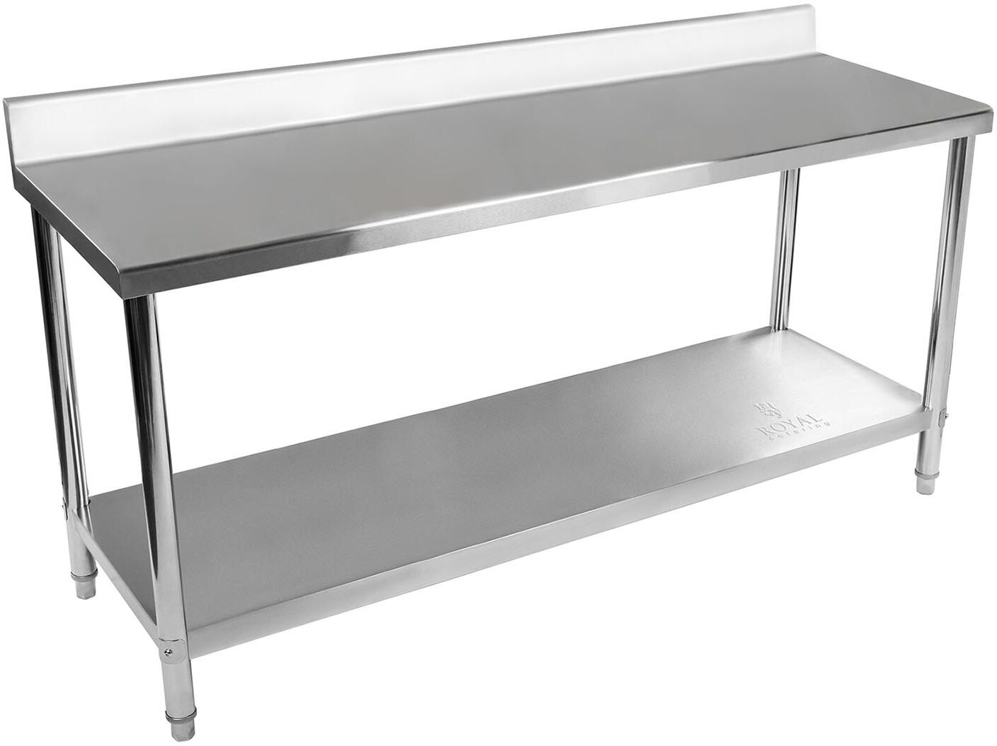 Royal Catering Stainless Steel Table - 200 x 60 cm - Upstand