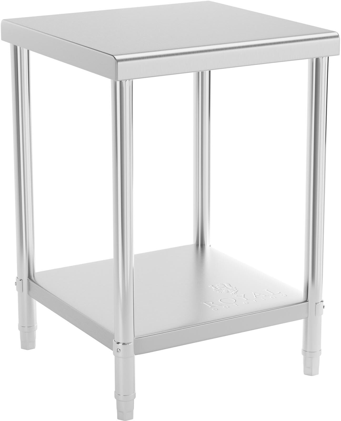 Royal Catering Stainless Steel Work Table - 60 x 60 cm - 150 kg load capacity