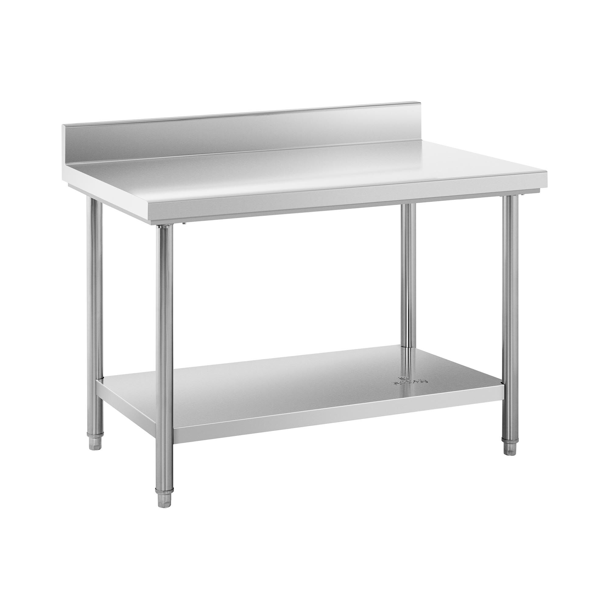 Royal Catering Stainless Steel Work Table - 120 x 70 cm - upstand - 143 kg capacity